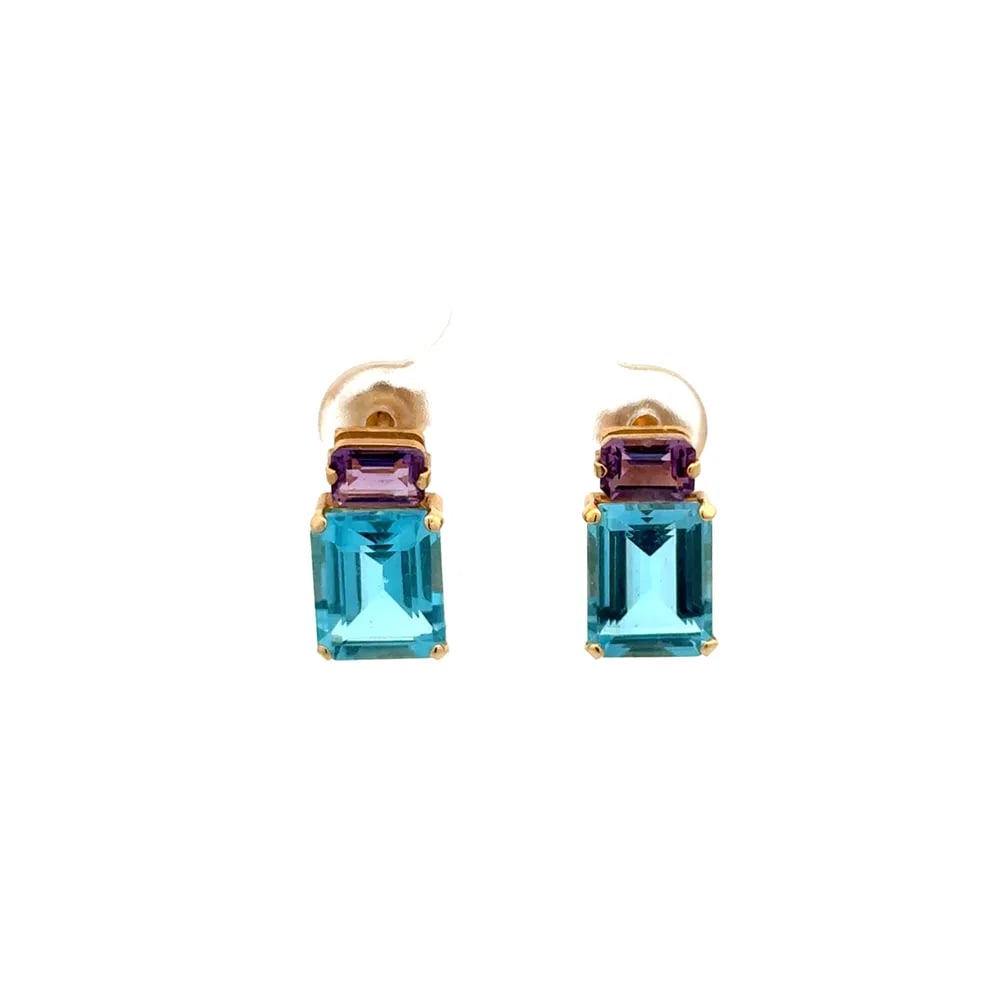 14k Gold Blue Topaz Amethyst Earrings (1 of 2)