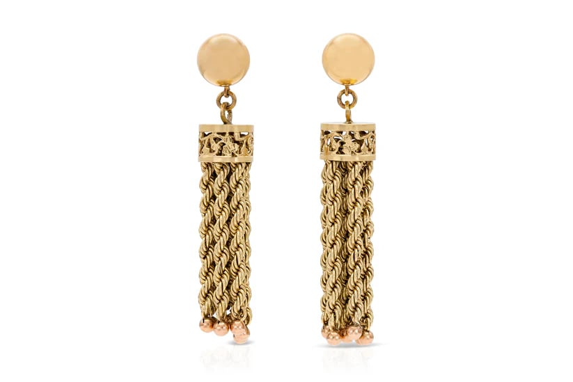 1950s 14k Gold Rope Tassel Earrings (1 of 4)