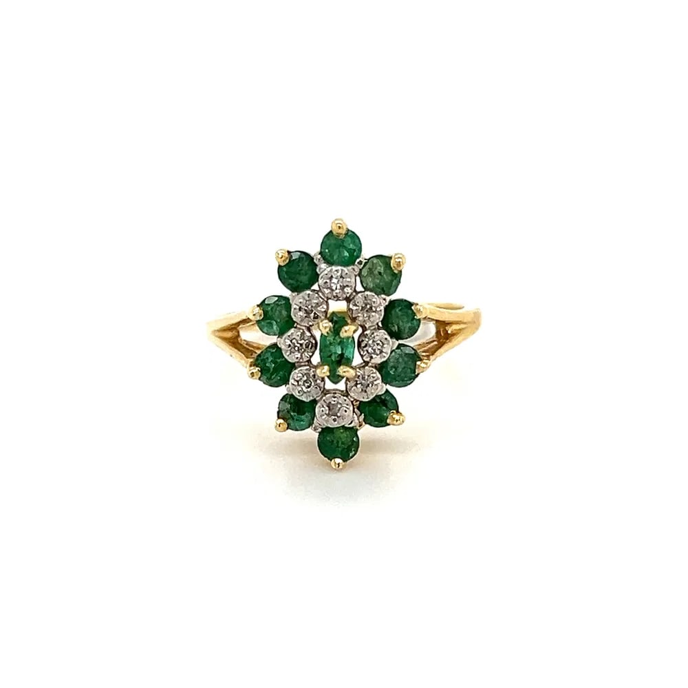1960s 14k Gold Emerald Cluster Ring (1 of 4)