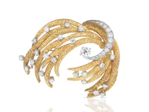 1950s Gold Platinum Diamond Brooch (1 of 4)