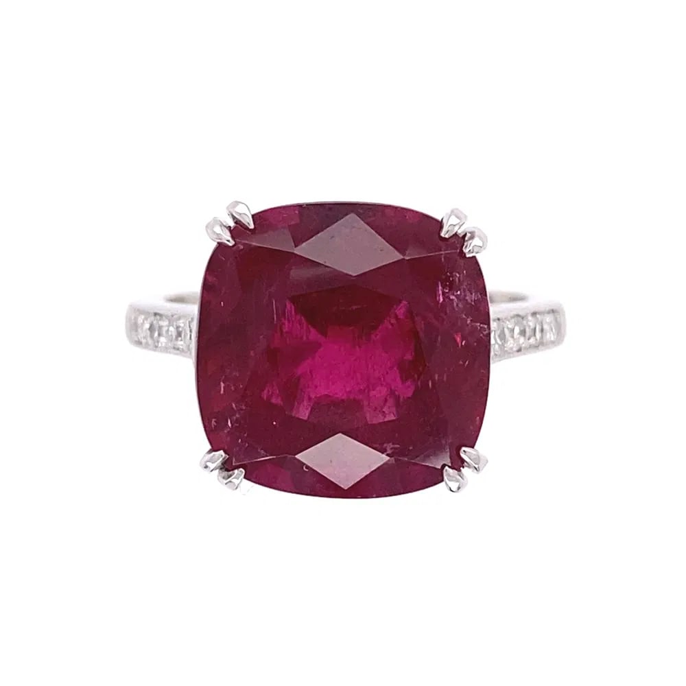 Rubellite Tourmaline 6.98ct & Diamond Ring (1 of 4)