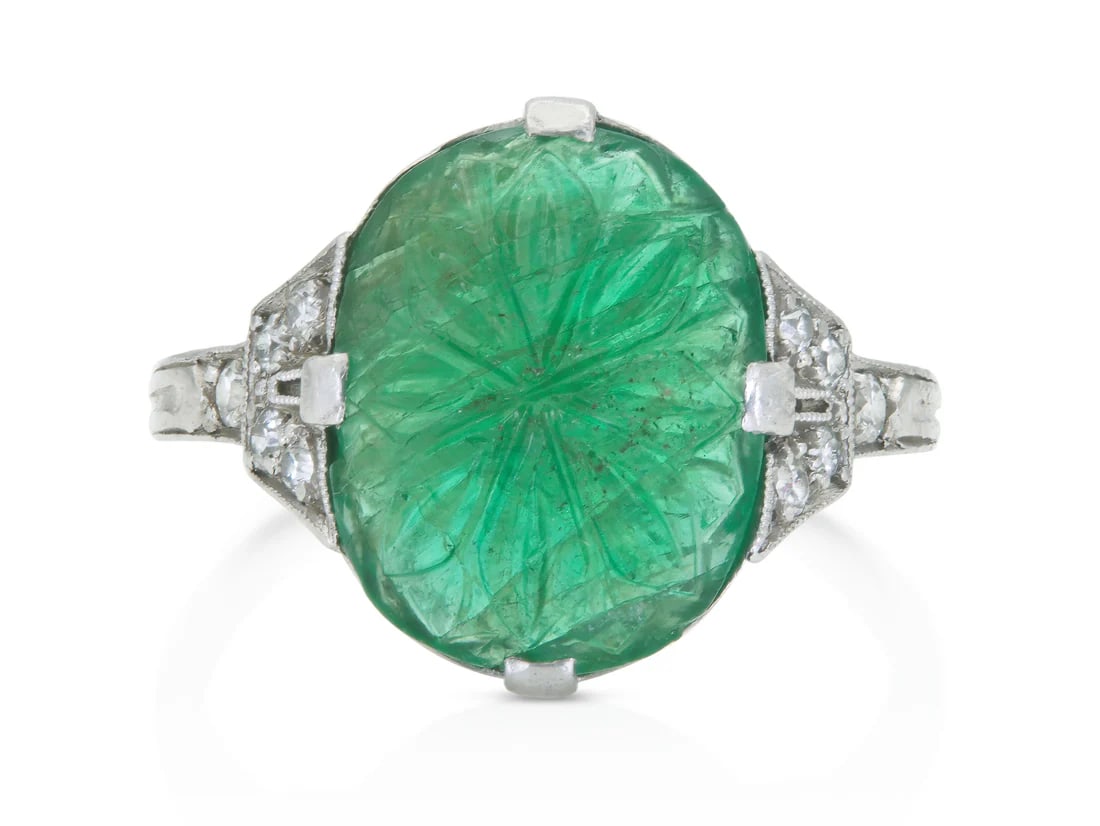 Art Deco Tiffany Platinum 8.00ct Emerald Ring (1 of 4)