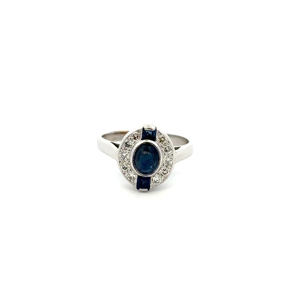 Art Deco Style 18k WG Sapphire Diamond Ring (1 of 4)
