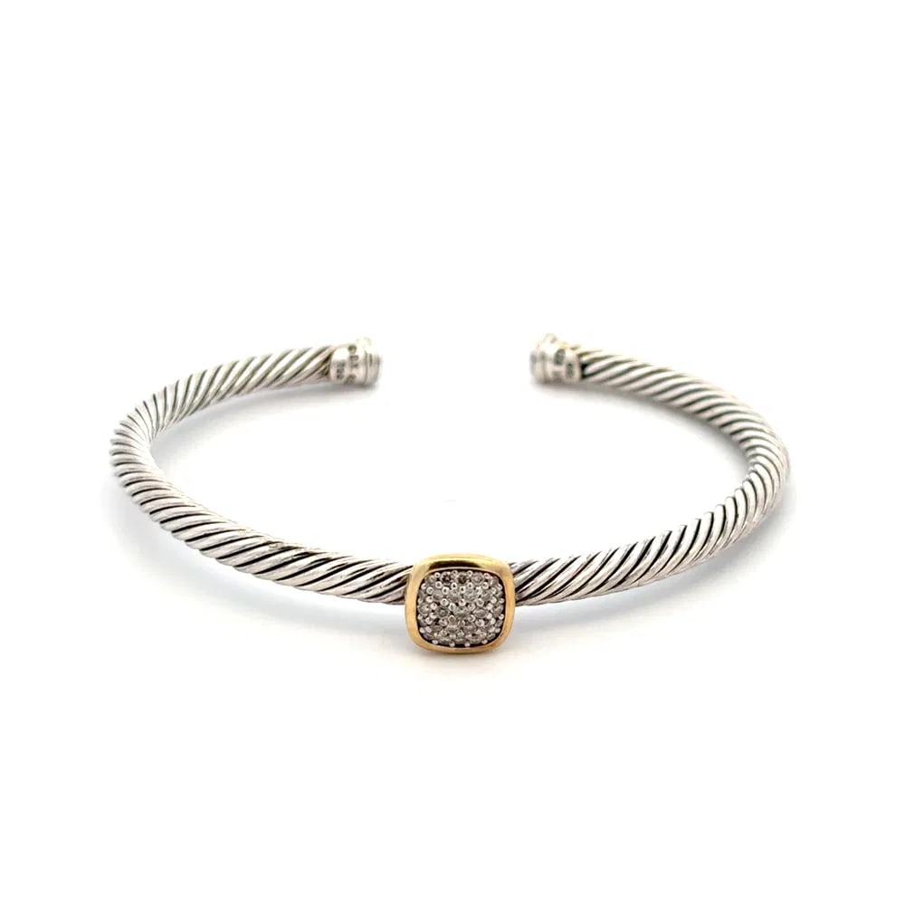 David Yurman 18k Silver Diamond Cable Bangle (1 of 4)