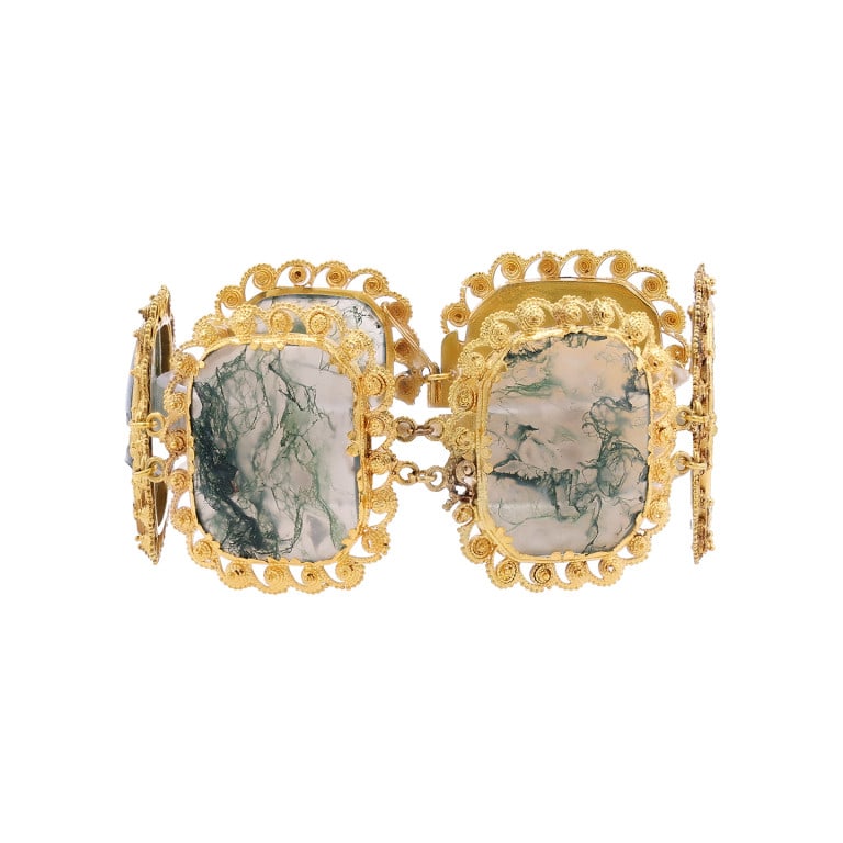 Victorian 18k Gold Moss Agate Bracelet (1 of 3)