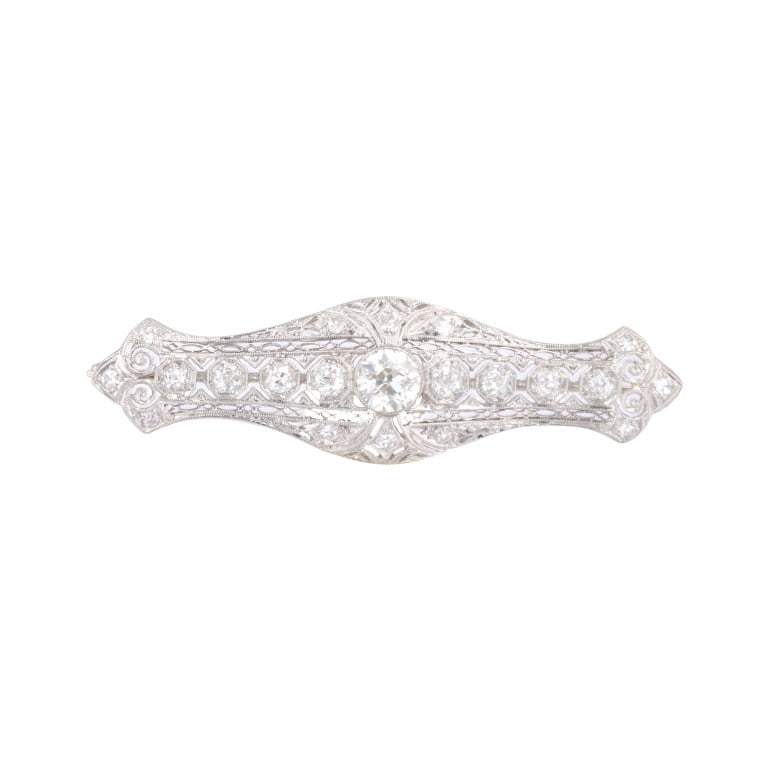 Edwardian Platinum Diamond Bar Pin (1 of 3)