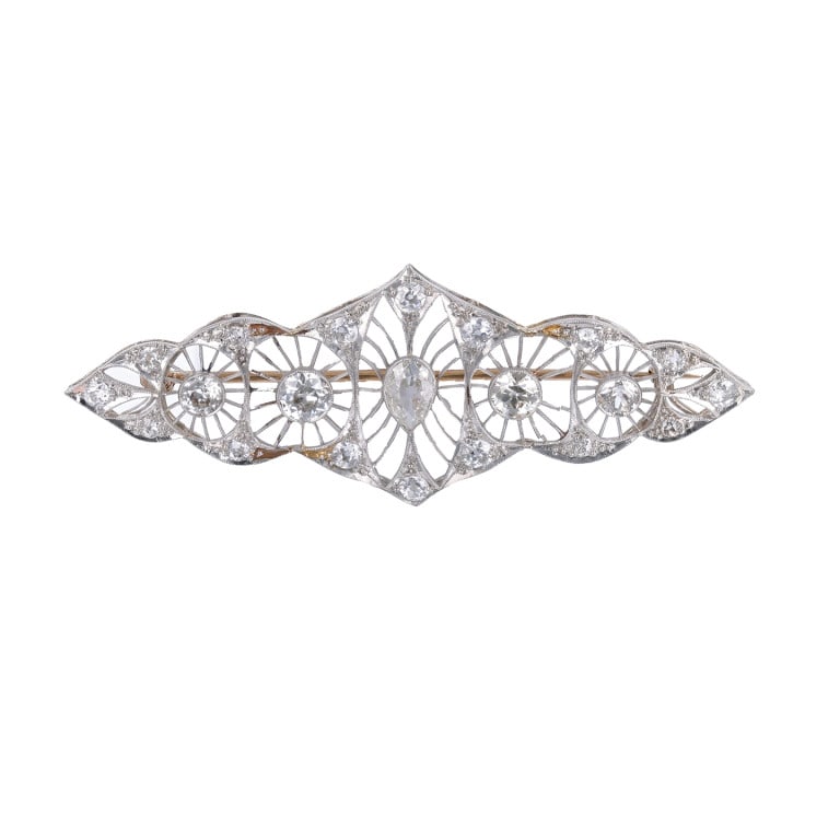 Edwardian Platinum Diamond Bar Brooch (1 of 3)
