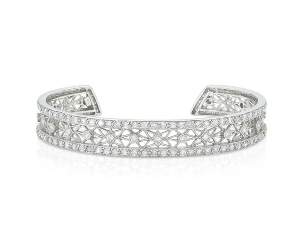 18k White Gold 3.06ct Diamond Cuff Bracelet (1 of 4)