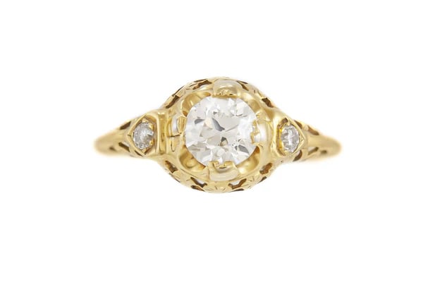 Edwardian 14k Gold OEC Diamond Ring (1 of 4)