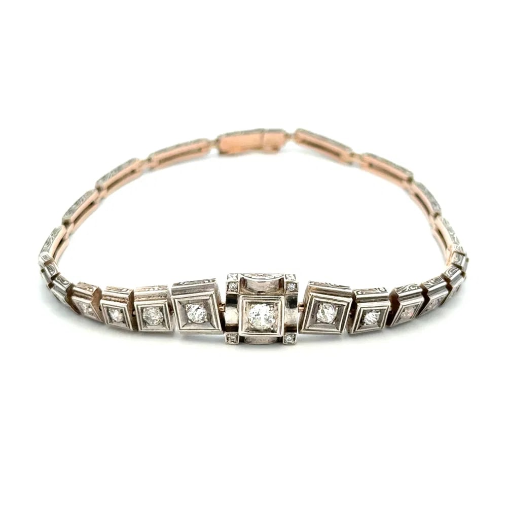 Victorian Silver Gold OEC Diamond Bracelet (1 of 4)