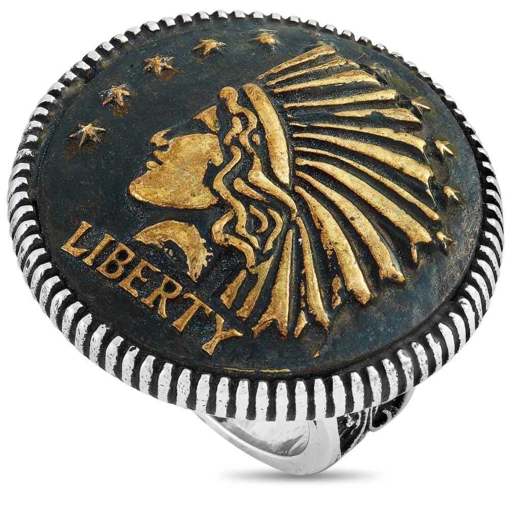 King Baby Silver Statement Headdress Ring: King Baby statement headdress ring in sterling silver, showcasing bold sculptural artistry with substantial weight and presence. - Solid 925 sterling silver design - Headdress motif with detailed reli