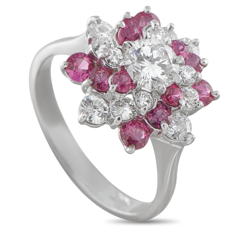 Platinum Diamond Ruby Band Ring (1 of 3)