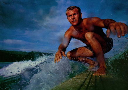 GEORGE SILK - Surfer: George Silk (New Zealander/American, 1916-2004). "Surfer". Original vintage color photogravure. c1964. Printed 1969. Stamped with the photographer's name, verso. Edition unknown, presumed small.