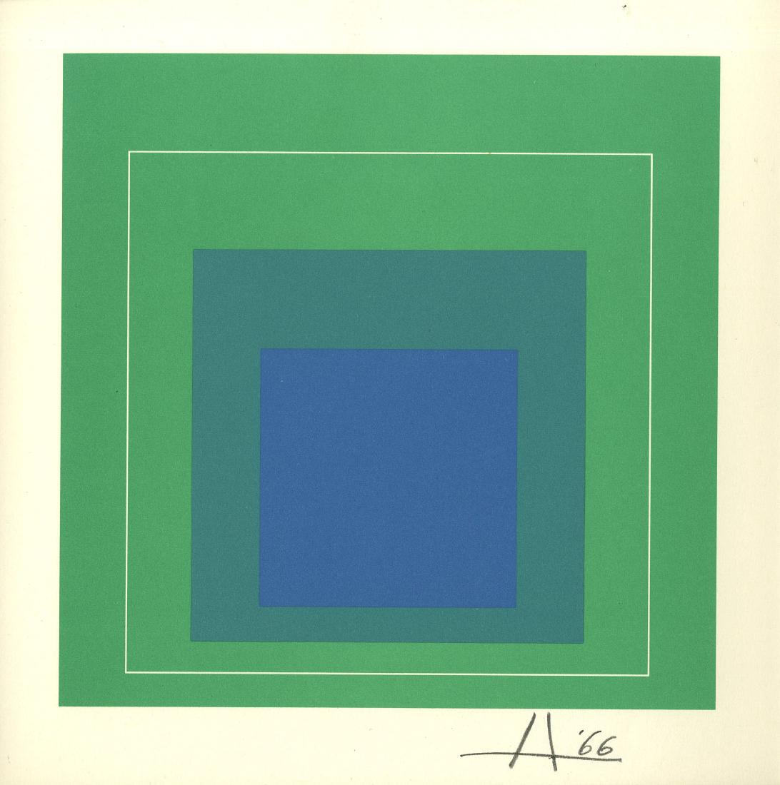 JOSEF ALBERS - White Line Square III: Josef Albers (German/American, 1888 - 1976). "White Line Square III [miniature edition - from: White Line Squares - Series I]". Original color lithograph. 1966. Signed in pencil with the initial and d