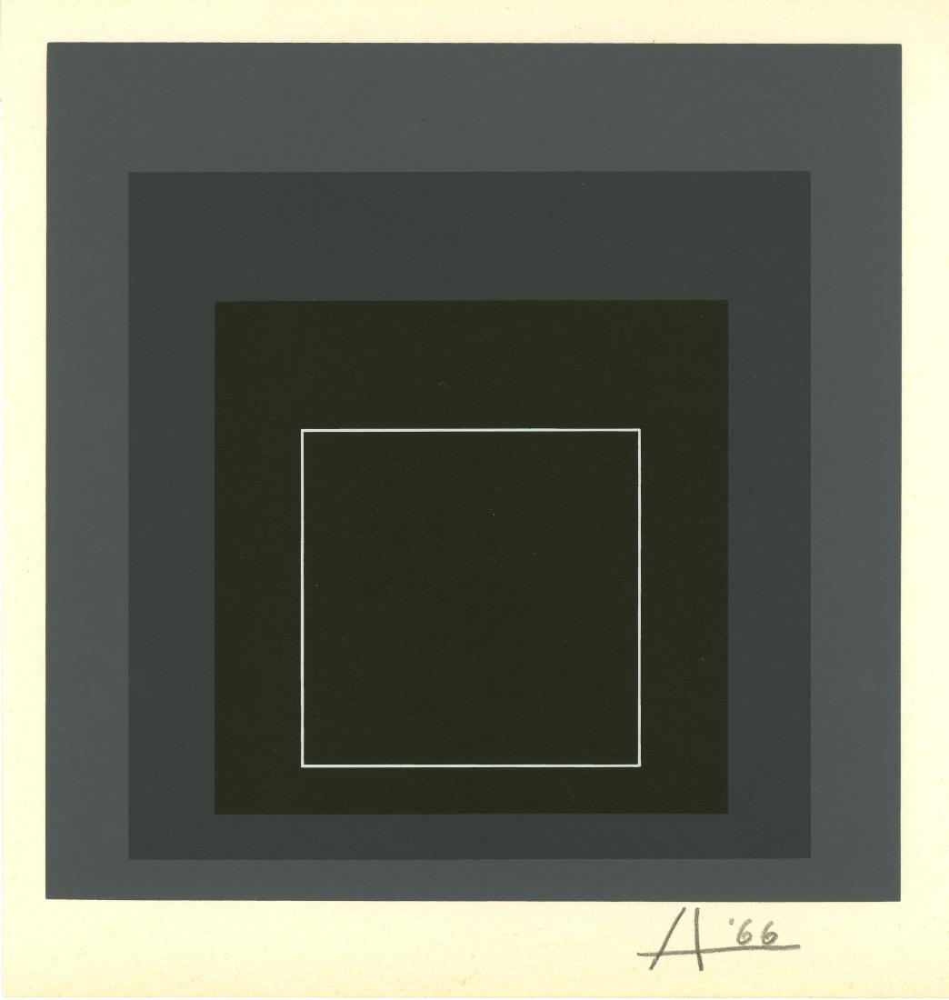 JOSEF ALBERS - White Line Square VIII-a: Josef Albers (German/American, 1888 - 1976). "White Line Square VIII-a [miniature edition - from: White Line Squares - Series I]". Original color silkscreen. 1966. Signed in pencil with the initial an