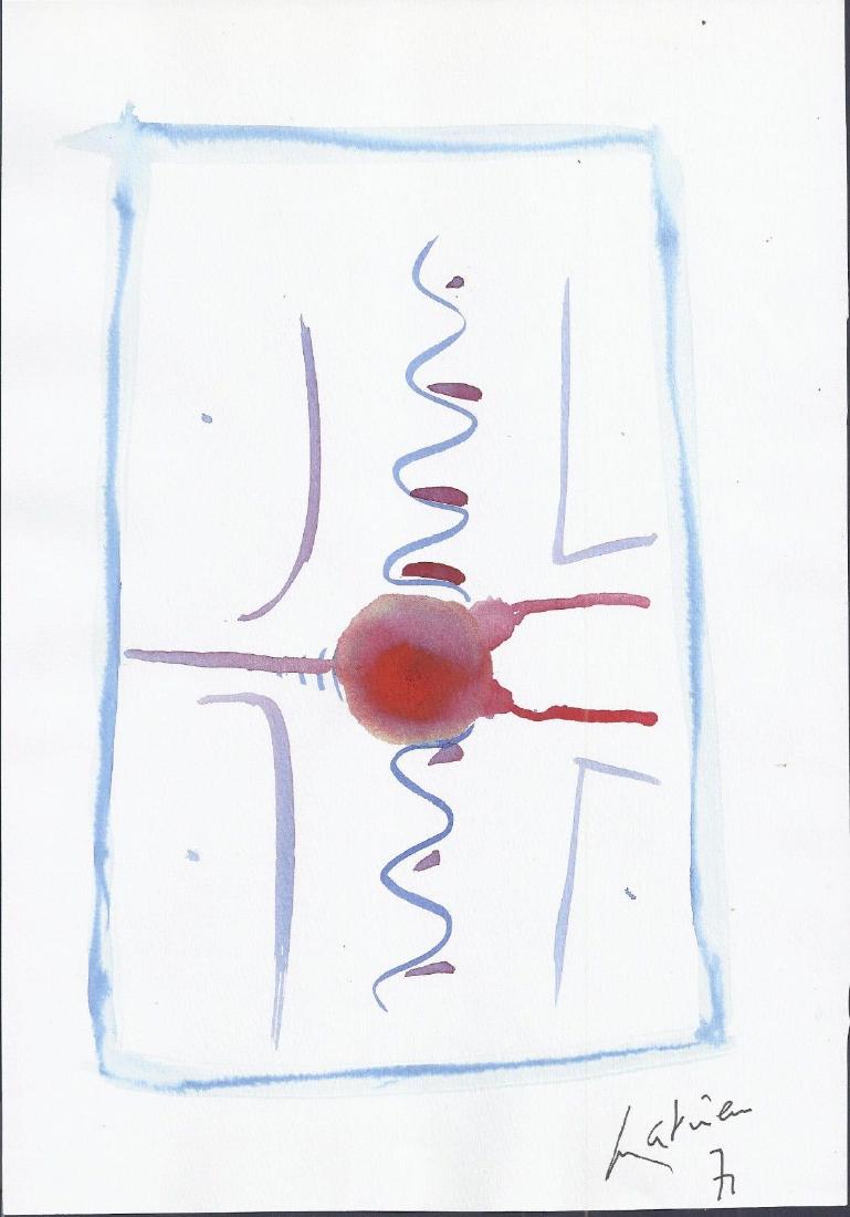 GEORGES MATHIEU - Untitled: Georges Mathieu (French, 1921-2012). "Untitled". Watercolor on paper. 1971. Signed and dated, lower right. White wove paper. Very good condition. Overall size: 12 1/4 x 8 3/8 in. (311 x 213 mm). Mathi