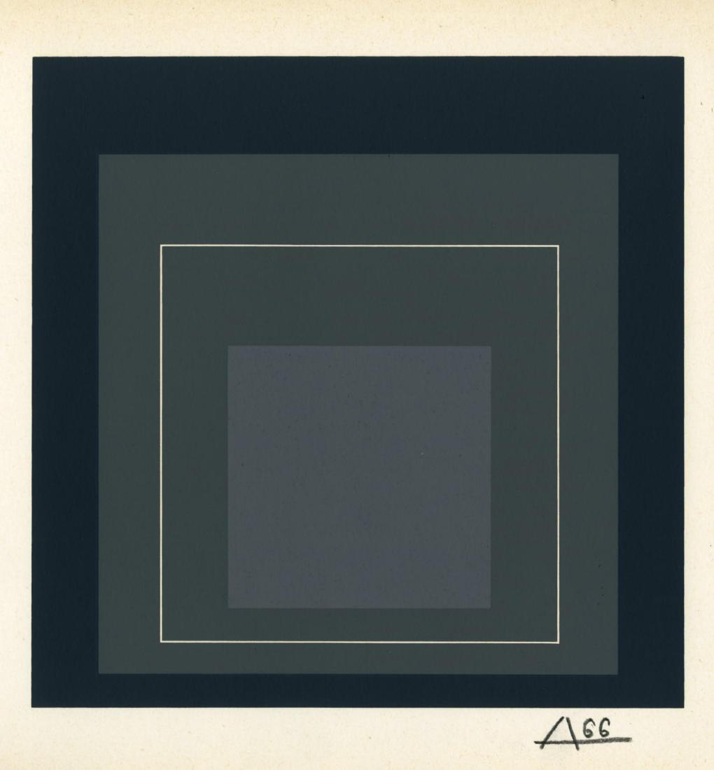 JOSEF ALBERS - Homage to the Square: White Line: Josef Albers (German/American, 1888 - 1976). "Homage to the Square: White Line Square V [miniature edition - from: White Line Squares - Series I]". Original color silkscreen. 1966. Signed in pencil wi