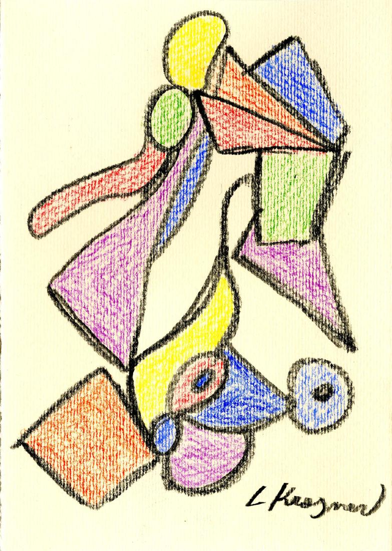 LEE KRASNER - Composition: Lee Krasner (American, 1908-1984). "Composition". Conte crayon on paper. c1940. Signed lower right. Textured tan wove paper. Good to very good condition. Provenance: Please contact Joe Stanford (josep