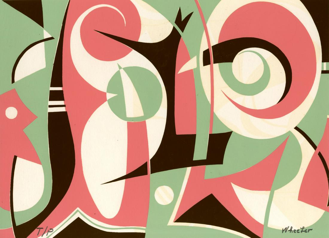 STEVE WHEELER - On a Chilly Knight: Steve Wheeler (American, 1912 - 1992). "On a Chilly Knight". Original color silkscreen. 1947. Signed "Wheeler" in pencil, lower right. Annotated "T/P" in pencil, lower left. A trial proof aside from a