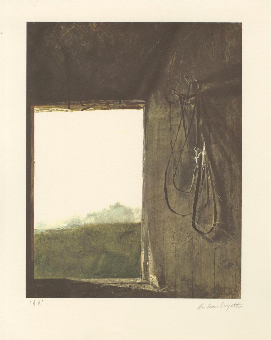 ANDREW WYETH - Burning Off: Andrew Wyeth (American, 1917-2009). "Burning Off". Color offset lithograph. 1961. Printed 1963. Signed in pencil, lower right; annotated lower left;signed in the plate, lower right. A proof from the e