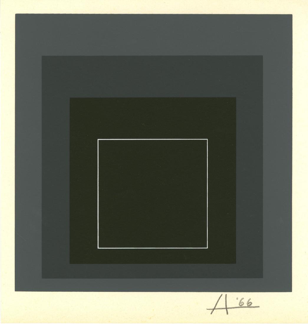 JOSEF ALBERS - Homage to the Square: White Line: Josef Albers (German/American, 1888 - 1976). "Homage to the Square: White Line Squares VIII-a [miniature edition - size "a" - from: White Line Squares - Series I]". Original color silkscreen. 1966. Si