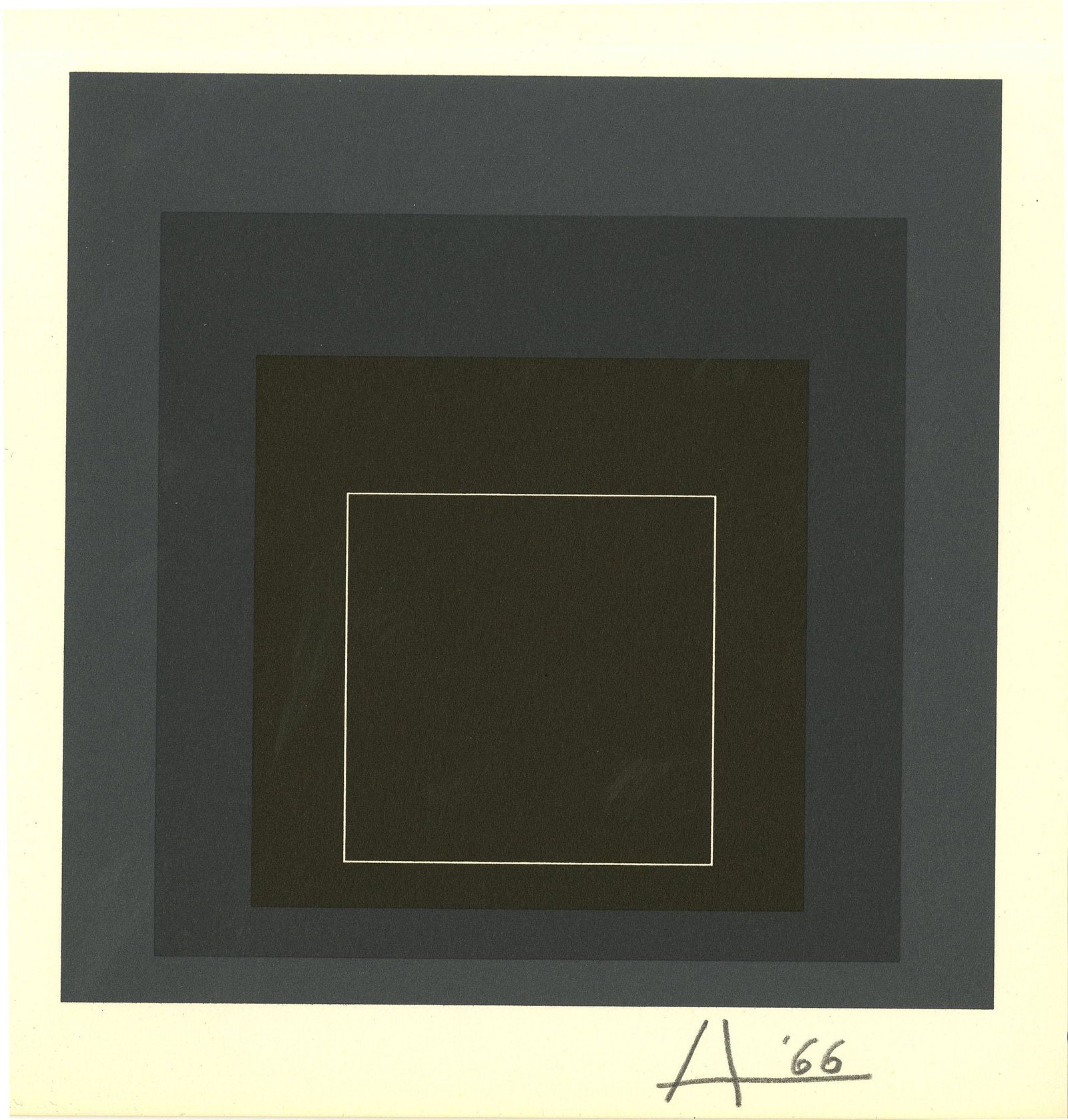 JOSEF ALBERS - White Line Squares VIII-b: Homage to the: Artist: Josef Albers (German/American, 1888 - 1976). Title: "White Line Squares VIII-b: Homage to the Square [miniature edition - from: White Line Squares - Series I]". Medium: Original color lithogra