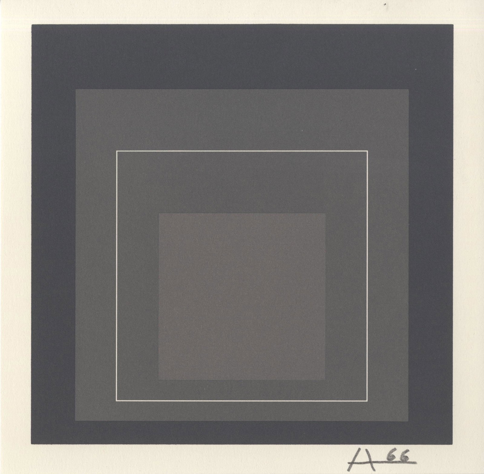 JOSEF ALBERS - White Line Squares V-b: Homage to the: Artist: Josef Albers (German/American, 1888 - 1976). Title: "White Line Squares V-b: Homage to the Square [miniature edition - from: White Line Squares - Series I]". Medium: Original color lithograph.