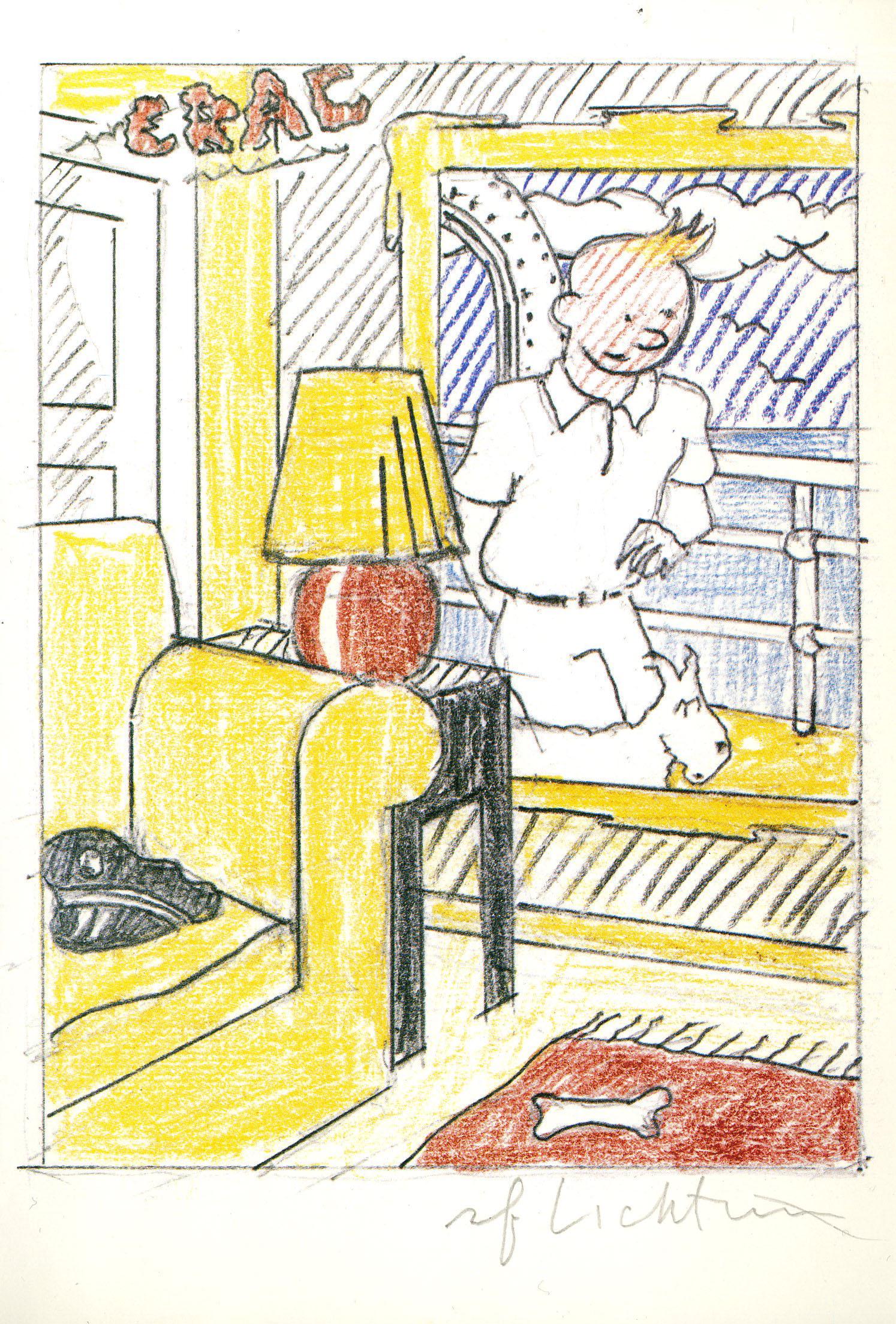 ROY LICHTENSTEIN - Interior with Painting of Tintin (1 of 1)