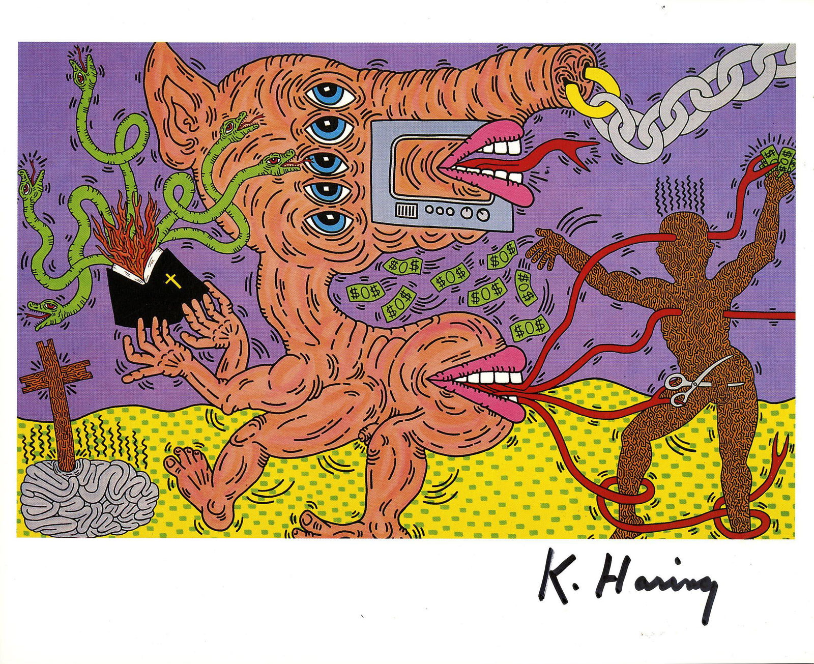 KEITH HARING - Five Eyes - Color offset lithograph (1 of 1)