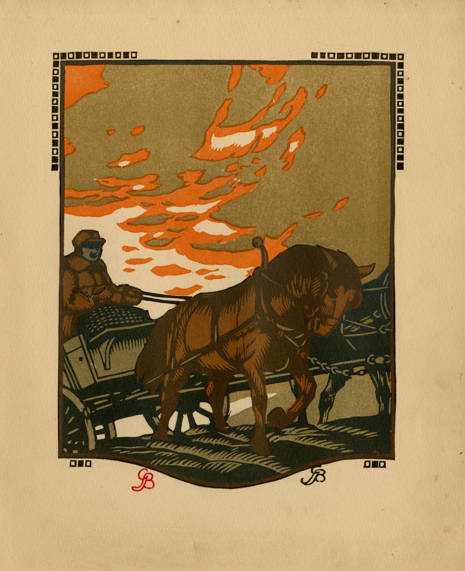 GUSTAVE BAUMANN - February - Original color woodcut (1 of 3)