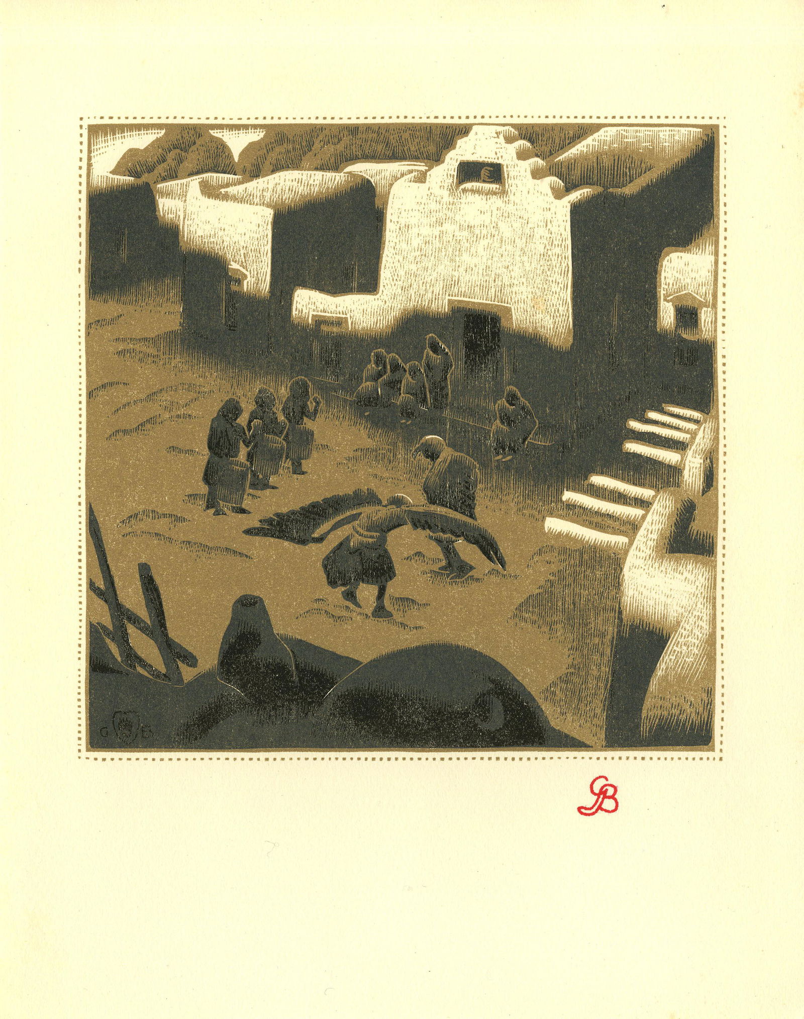 GUSTAVE BAUMANN - Eagle Ceremony at Tesuque Pueblo - (1 of 2)