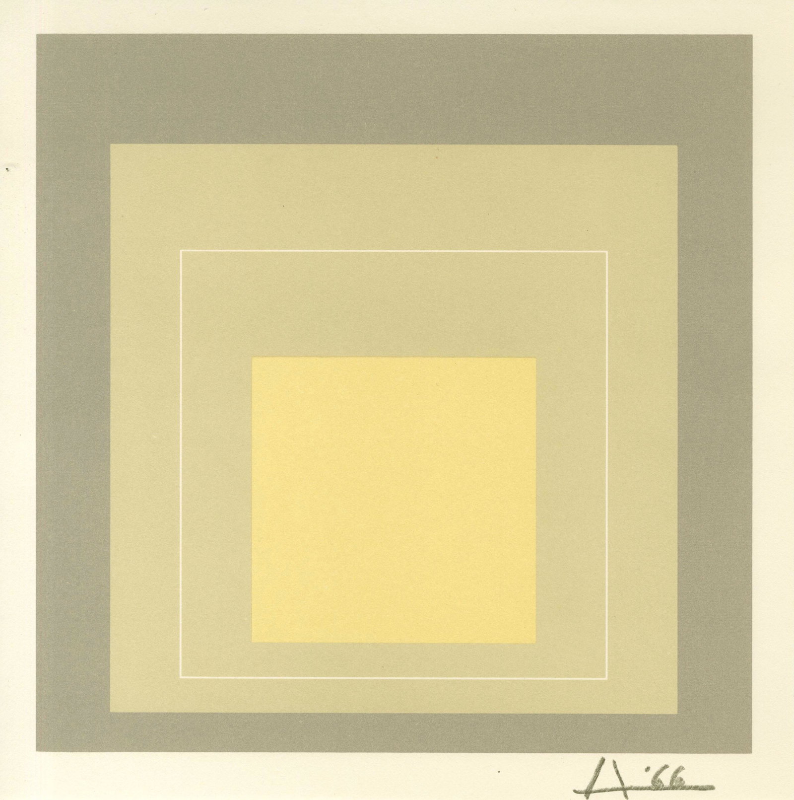 JOSEF ALBERS - White Line Squares VII: Homage to the: Artist: Josef Albers (German/American, 1888 - 1976). Title: "White Line Squares VII: Homage to the Square [miniature edition - from: White Line Squares - Series I]". Medium: Original color lithograph.