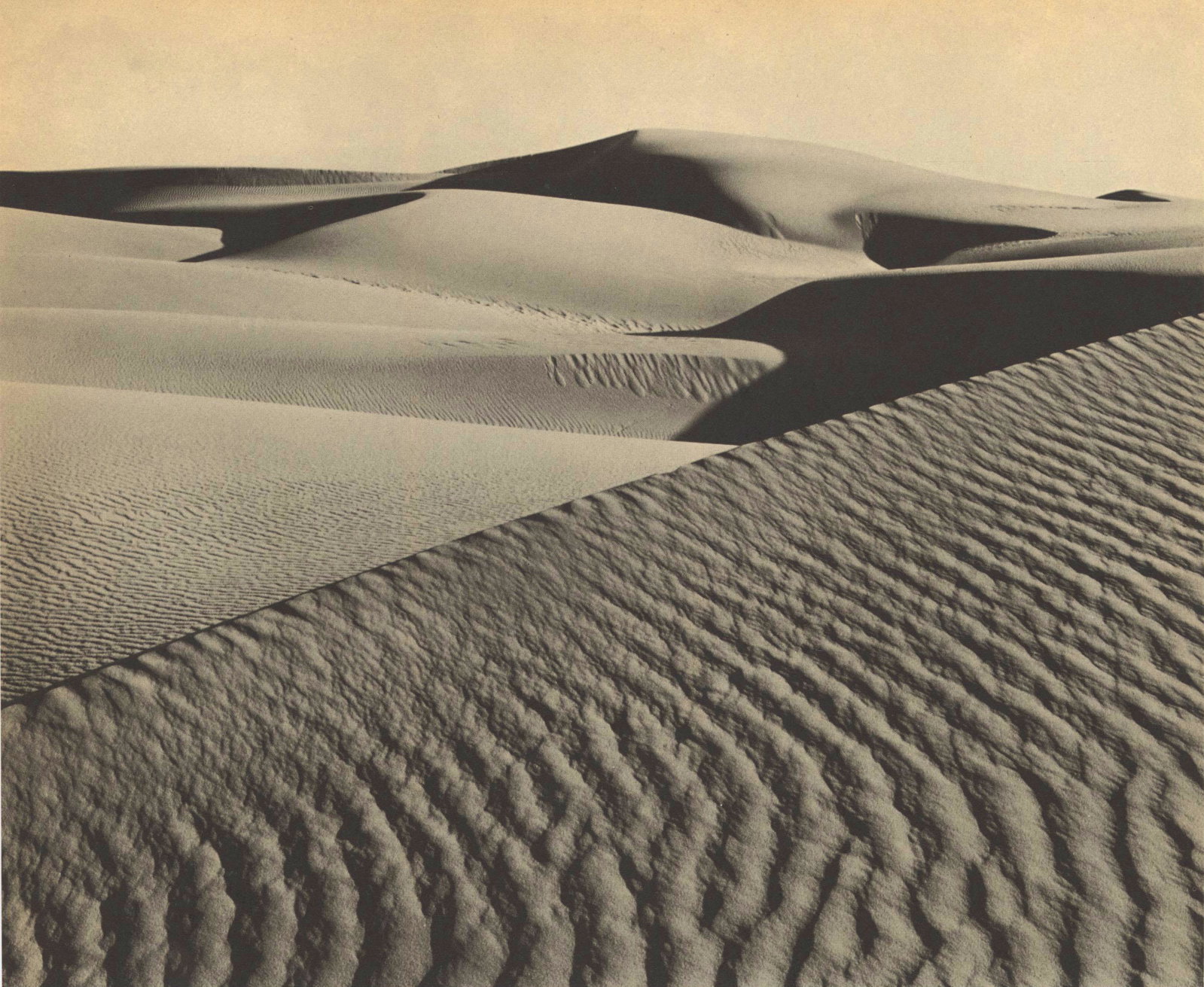 BRETT WESTON - Texture and Line, Dunes, Oceano -: Artist: Brett Weston (American, 1911-1993). Title: "Texture and Line, Dunes, Oceano [1936]". Medium: Original vintage photoengraving. Date: 1936. Printed 1937. Lot Note(s): Stamped with the p