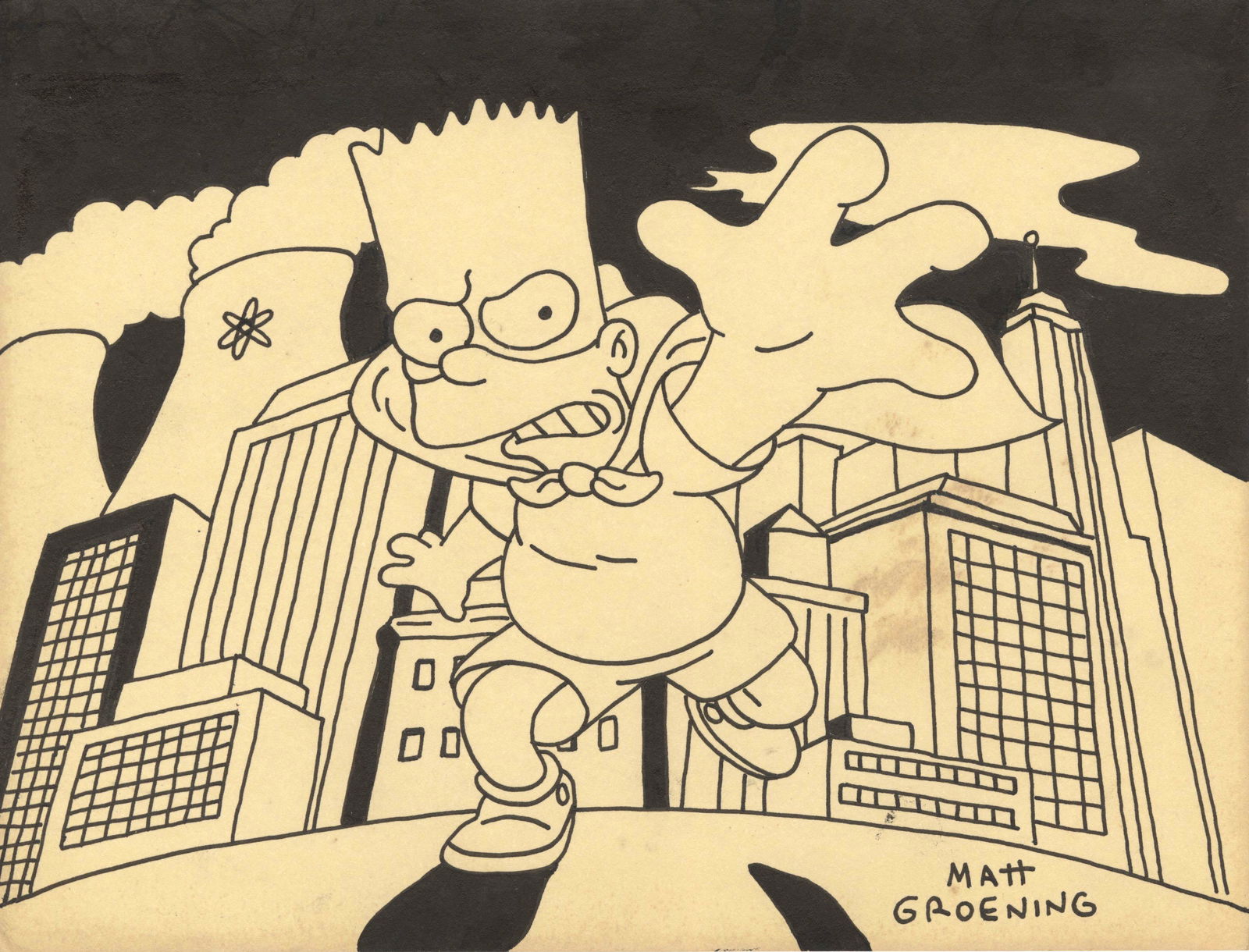 MATT GROENING - Bart Simpson As Superman - Original (1 of 1)