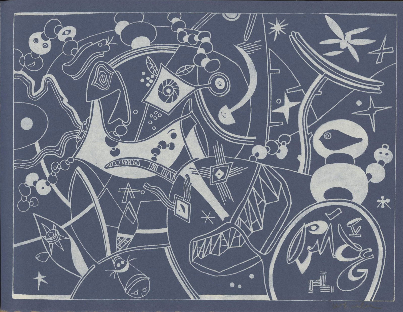 STEVE WHEELER - Marine Garden - Original color: Artist: Steve Wheeler (American, 1912 - 1992). Title: "Marine Garden". Medium: Original color silkscreen. Date: Composed 1947. Dimensions: Overall size: 9 7/8 x 12 7/8 in. (251 x 327 mm). Ima