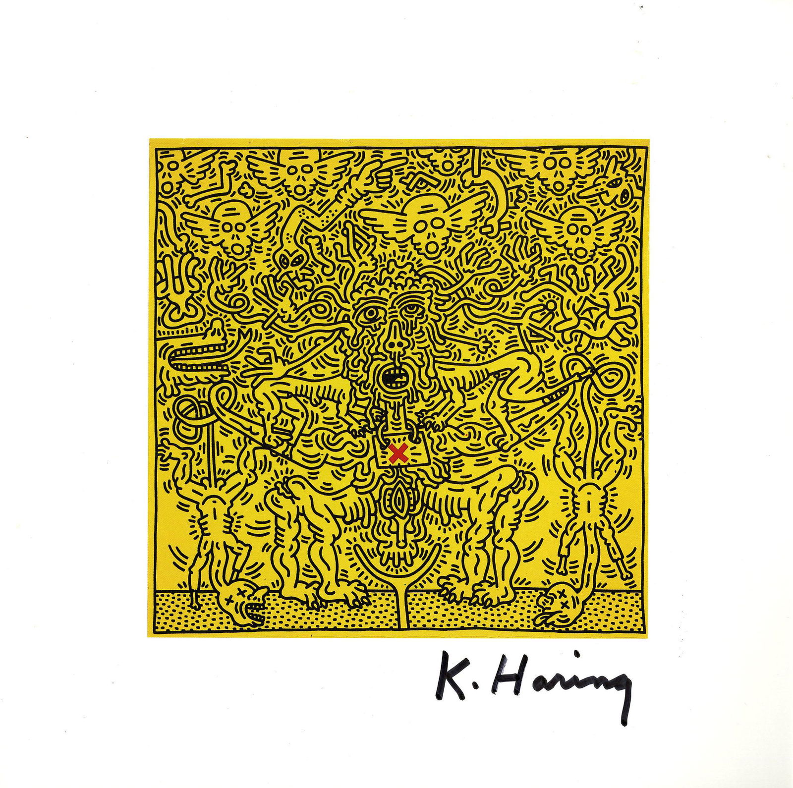 KEITH HARING - Red X - Color offset lithograph (1 of 1)