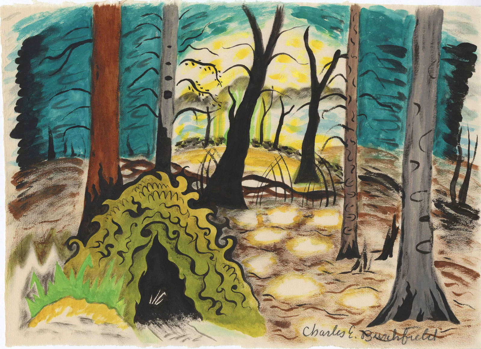 CHARLES E. BURCHFIELD - The Grove - Watercolor and (1 of 1)