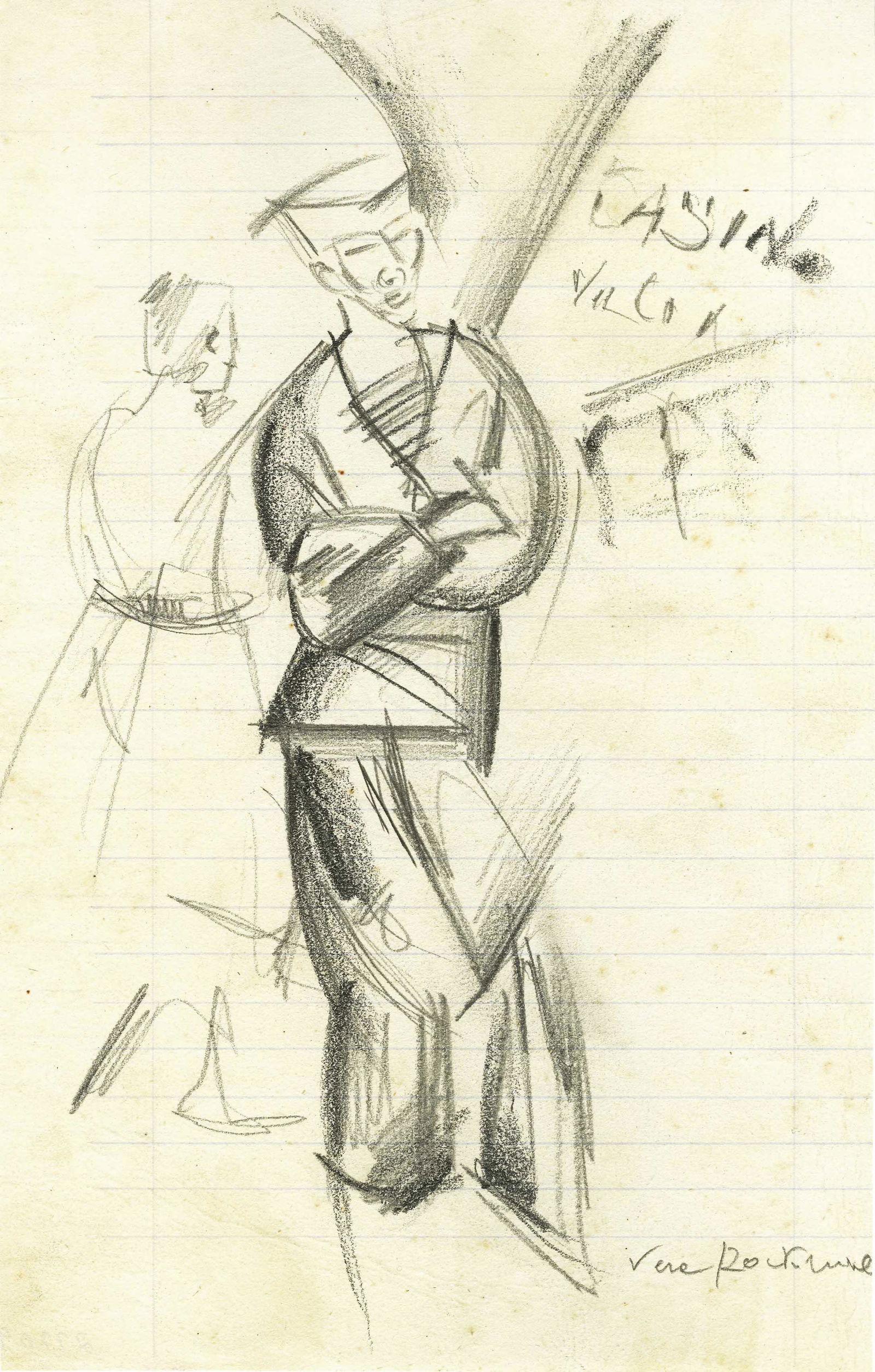 VERA ROCKLINE - Marin cubiste - Pencil drawing: Artist: Vera Rockline (Russian/French, 1896-1934). Title: "Marin cubiste". Medium: Pencil drawing. Date: Composed c1926. Dimensions: Overall size: 11 3/8 x 7 1/4 in. (289 x 184 mm).L