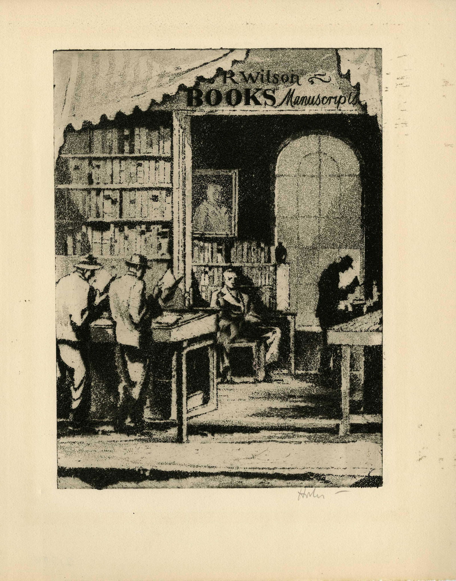EARL HORTER - The Bookshop - Aquatint (1 of 1)