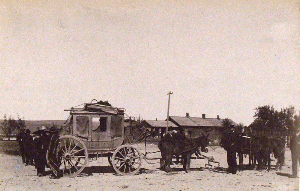 OTIS M. GOVE - Mexican Stage Coach - Vintage albumen: Artist: Otis M. Gove (American, 1851 - 1931). Title: "Mexican Stage Coach". Medium: Vintage albumen print. Date: Composed c1880. Printed 1880. Dimensions: Image size: 4 9/16 x 7 in. (
