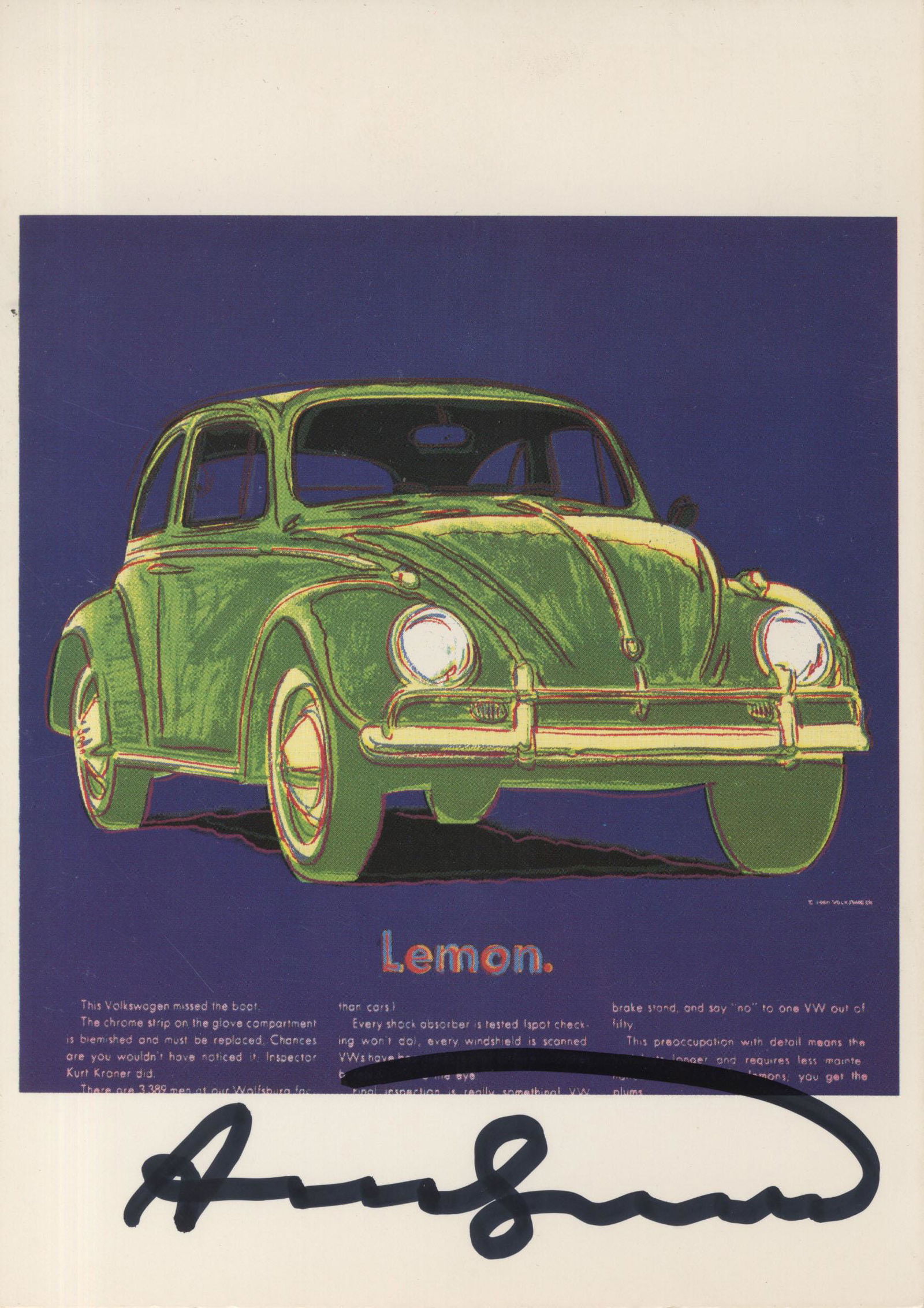 ANDY WARHOL - Volkswagen - Color offset lithograph (1 of 2)