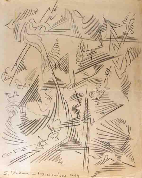 JALED MUYAES - Untitled - Pencil drawing: Artist: Jaled Muyaes (Chilean/Mexican, 1921 - 2007). Title: "Untitled". Medium: Pencil drawing. Date: Composed 1948. Dimensions: Overall size: 14 7/8 x 11 7/8 in. (378 x 302 mm). Imag
