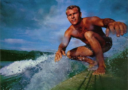 GEORGE SILK - Surfer - Original vintage color: Artist: George Silk (New Zealander/American, 1916-2004). Title: "Surfer". Medium: Original vintage color photogravure. Date: Composed c1964. Printed 1969. Dimensions: Image size: 7 1/8 x