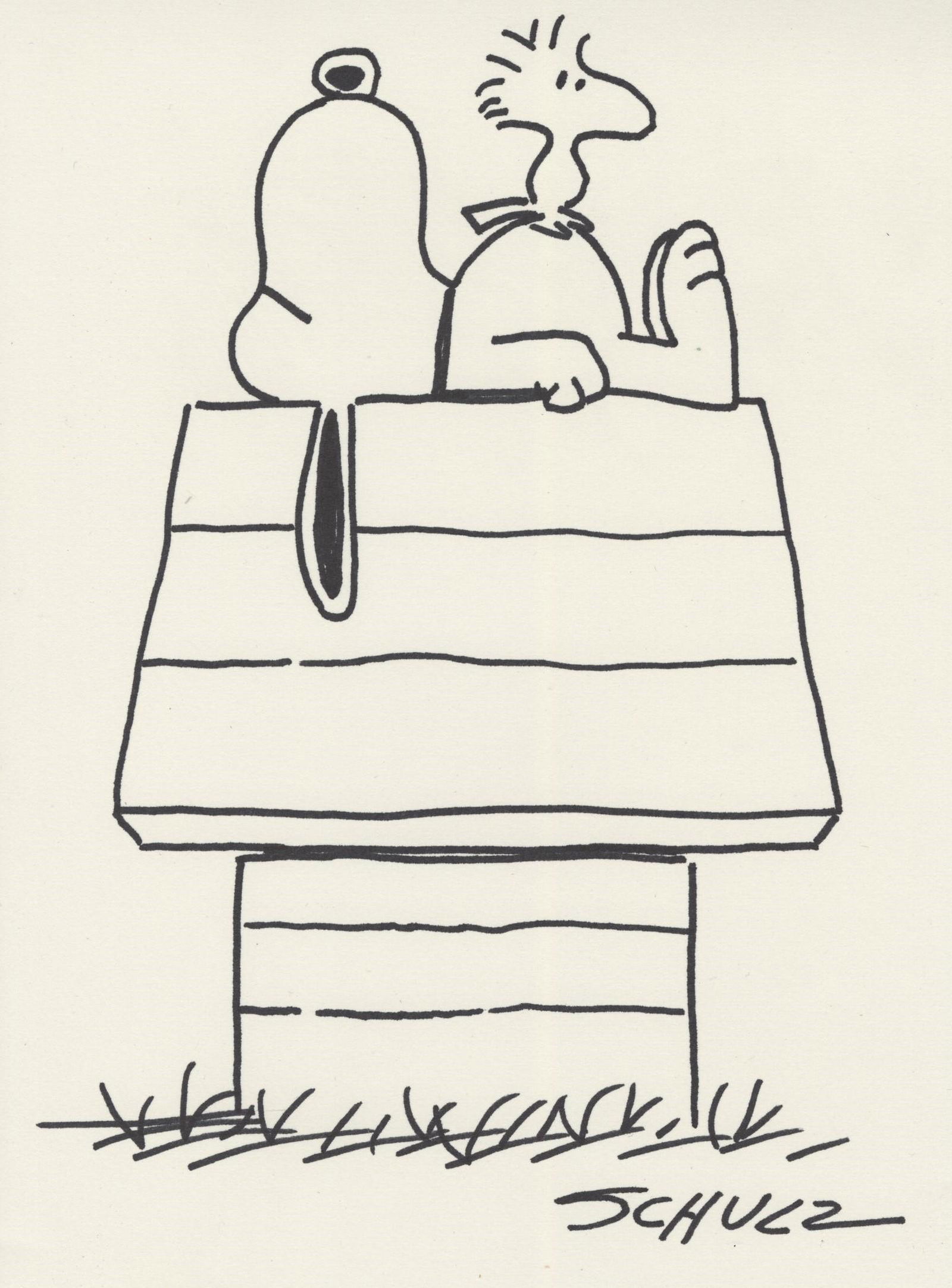 CHARLES SCHULZ - Snoopy and Woodstock - Marker drawing (1 of 1)