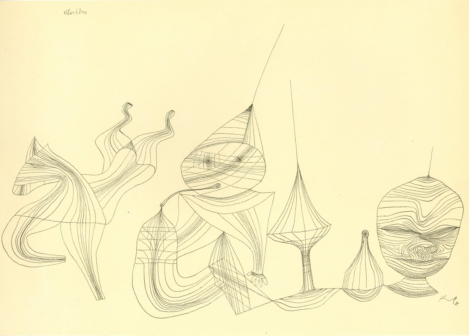 PAUL KLEE - Overtones ["Obertone"] - Original: Artist: Paul Klee (Swiss/German, 1879 - 1940). Title: "Overtones ["Obertone"]". Medium: Original lithograph. Date: Composed 1928. Printed 1949. Dimensions: Image size: 8 5/8 x