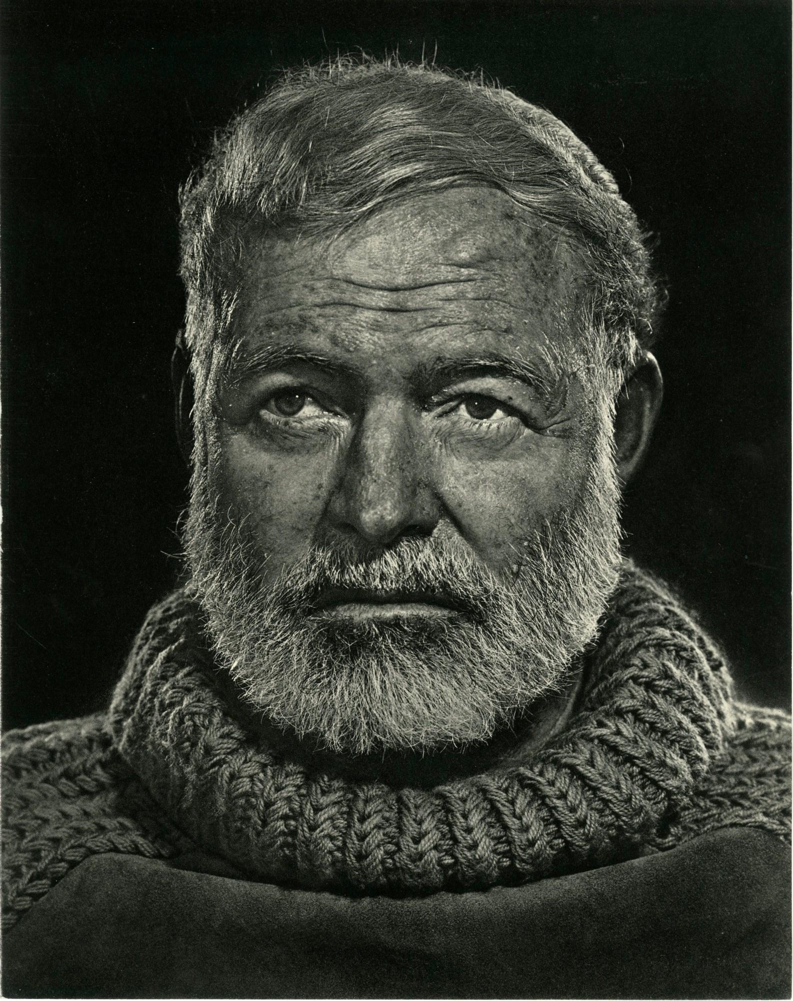 YOUSUF KARSH - Ernest Hemingway - Original vintage: Artist: Yousuf Karsh (Armenian/Canadian, 1908-2002). Title: "Ernest Hemingway". Medium: Original vintage photogravure. Date: Composed 1957. Printed 1959. Dimensions: Image size: 11 15