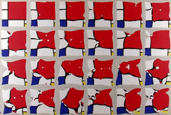 POL BURY (Belgian) Color lithograph: Pol Bury (Belgian, 1922 - 2005). "Composition". Color lithograph. c1982. 14 15/16 x 21 15/16 in. (379 x 557 mm). Sheet Size: 14 15/16 x 21 15/16 in. (379 x 557 mm). [21108]