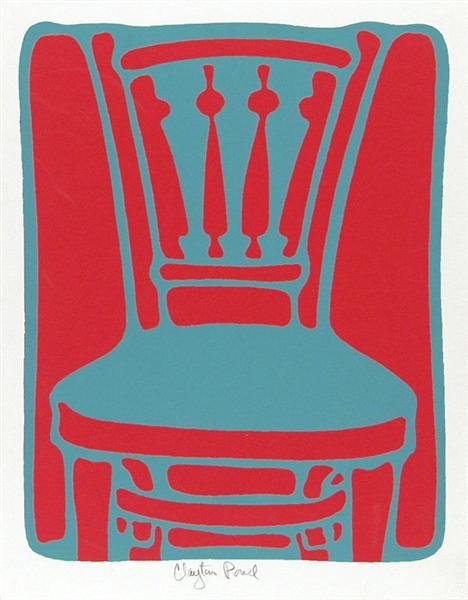 CLAYTON POND (American) Color silkscreen: Clayton Pond (American, b.1941). "Chair". Color silkscreen. c1974. Signed in pencil, lower center. 8 3/16 x 6 3/8 in. (208 x 162 mm). Sheet Size: 9 3/16 x 7 1/8 in. (233 x 181 mm). [20515]