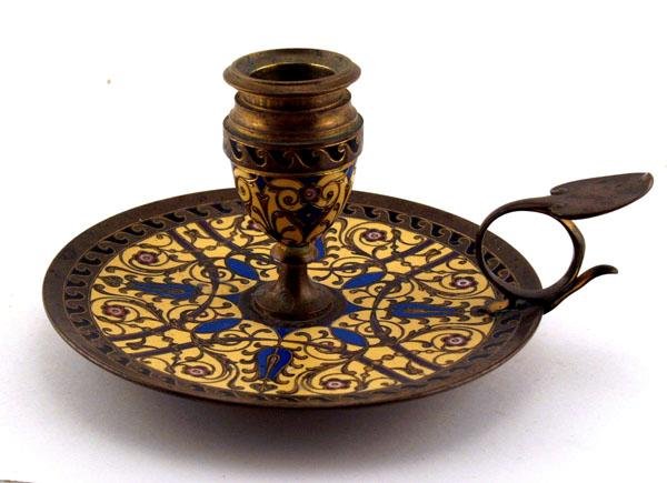 CONTINENTAL SCHOOL [19TH CENTURY] Metalware: Continental School [19th Century]. "Candle Holder". Metalware. 5 3/4 in. (diameter). 3 in. (height). [21913]