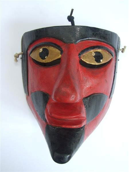 MEXICAN MASKMAKER [20TH CENTURY] Hand-painted, han: Mexican Maskmaker [20th Century]. "Mexican Mask [Traditional - 0024]. Moor Mask. From the Dance of the Moors and Christians, Agua Linda, State of Puebla [Mexico]". Hand-painted, hand-carved polychrome